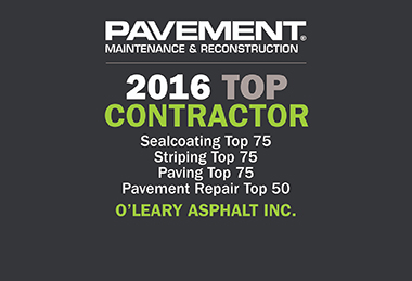 O’Leary Asphalt Names One of the Top 75 Paving Companies in 2015 and 2016